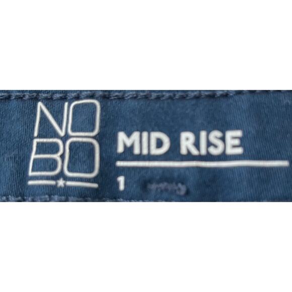 NO BO MID-RISE SHORTS JUNIORS, 1, NAVY BLUE, BACK POCKETS, BUTTONS & ZIP CLOSURE - Picture 9 of 11